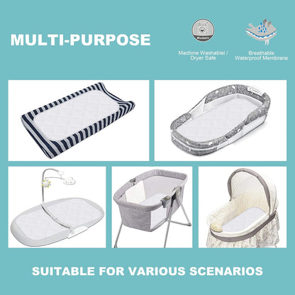 6 Pack Baby Waterproof Changing Pad Liners - Quilted Thicker Ultra Soft Changing Table Cover Liners - Durable & Easy to Clean - White - 23" x 11"