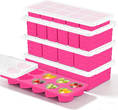 Silicone Freezer Molds for Food, 5-Pack with Steel Rim for Meal Prep