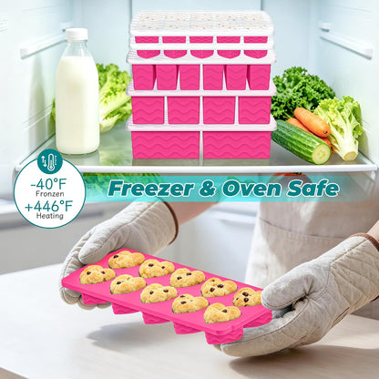 Silicone Freezer Molds for Food, 5-Pack with Steel Rim for Meal Prep