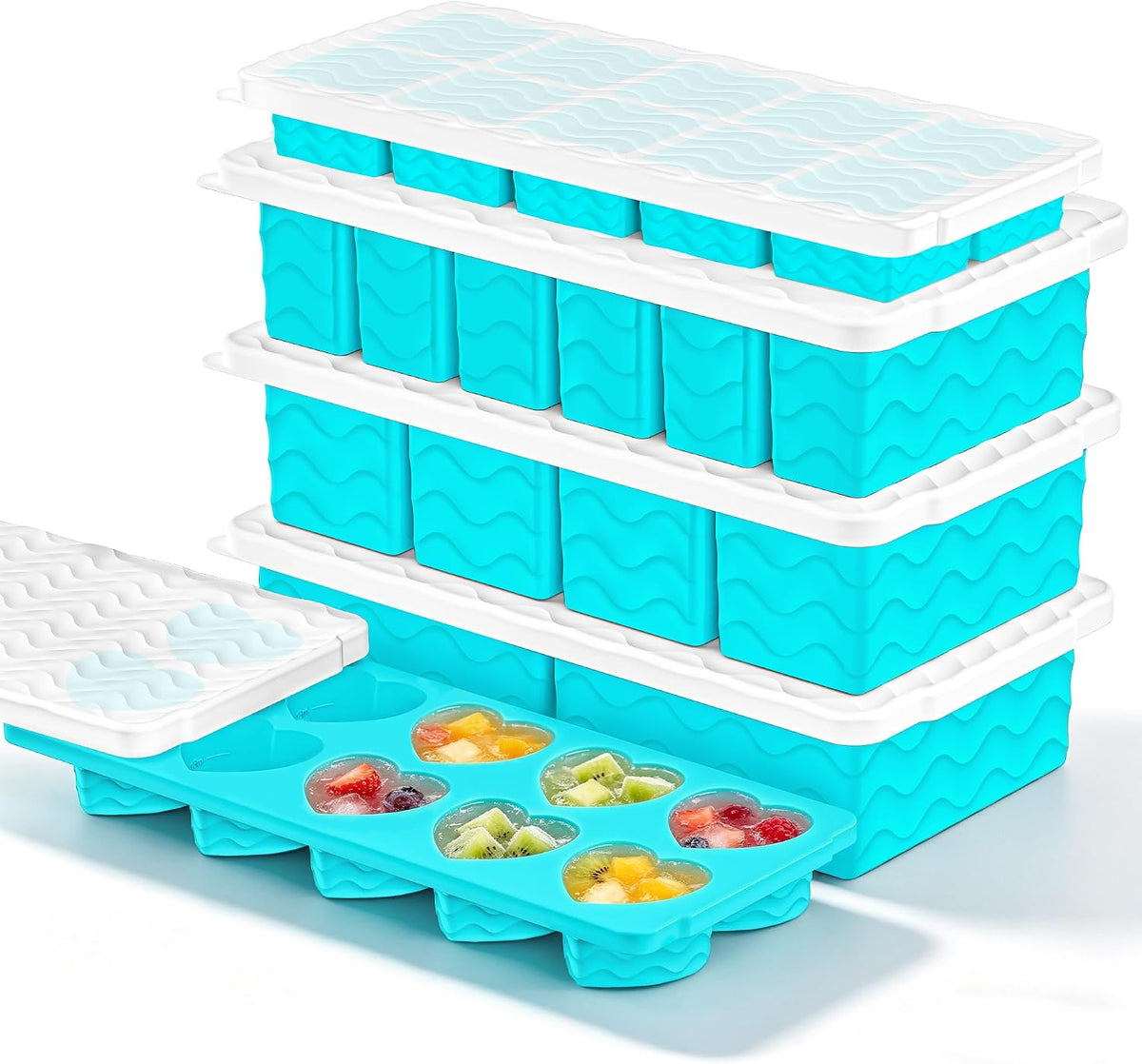 Silicone Freezer Molds for Food, 5-Pack with Steel Rim for Meal Prep