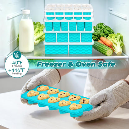Silicone Freezer Molds for Food, 5-Pack with Steel Rim for Meal Prep