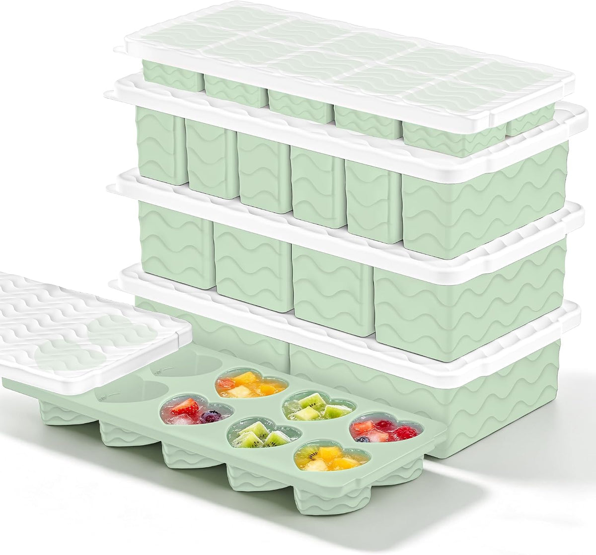 Silicone Freezer Molds for Food, 5-Pack with Steel Rim for Meal Prep