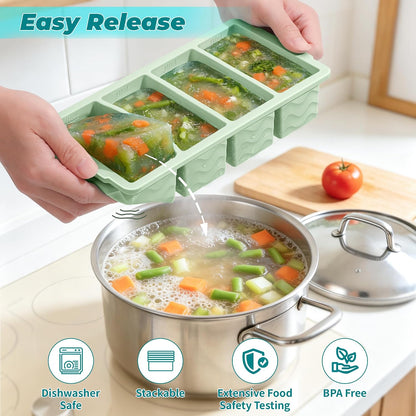 Silicone Freezer Molds for Food, 5-Pack with Steel Rim for Meal Prep
