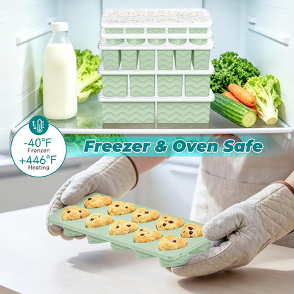 Silicone Freezer Molds for Food, 5-Pack with Steel Rim for Meal Prep