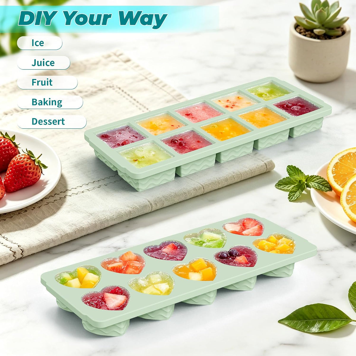 Silicone Freezer Molds for Food, 5-Pack with Steel Rim for Meal Prep