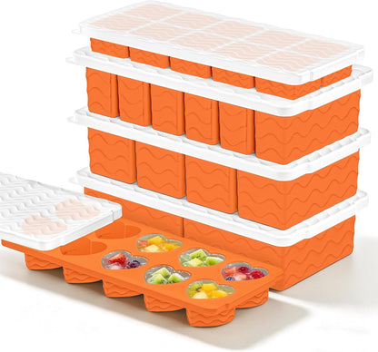Silicone Freezer Molds for Food, 5-Pack with Steel Rim for Meal Prep