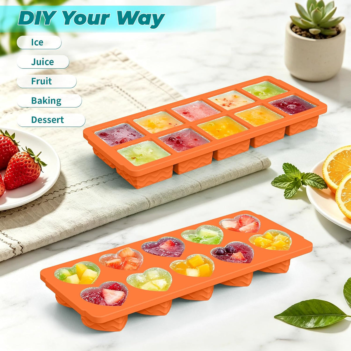 Silicone Freezer Molds for Food, 5-Pack with Steel Rim for Meal Prep