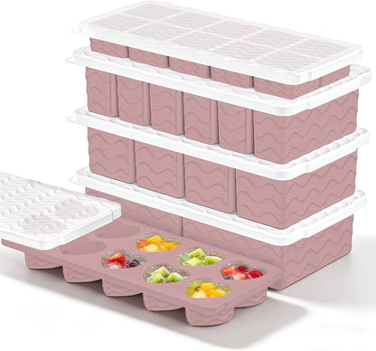 Silicone Freezer Molds for Food, 5-Pack with Steel Rim for Meal Prep