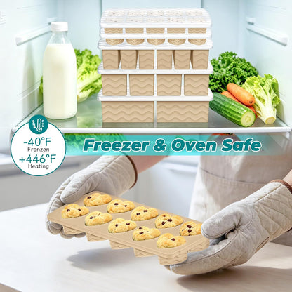 Silicone Freezer Molds for Food, 5-Pack with Steel Rim for Meal Prep