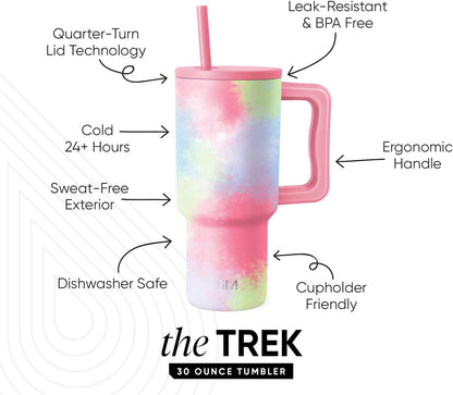 Tumbler with Handle and Straw | 30oz | Tie Dye - Colors A