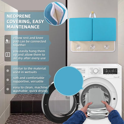 Bath Kneeler and Elbow Rest Pad Set for Baby Bathtub, Thick Non-Slip Bathing Kneeling Mat Cushion Quick Drying Bathtub Knee Saver with Arm Support and Pockets for Bathroom Bathing time Comfort, Gray