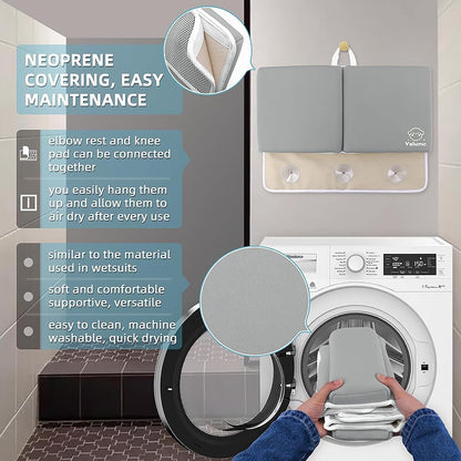 Bath Kneeler and Elbow Rest Pad Set for Baby Bathtub, Thick Non-Slip Bathing Kneeling Mat Cushion Quick Drying Bathtub Knee Saver with Arm Support and Pockets for Bathroom Bathing time Comfort, Gray