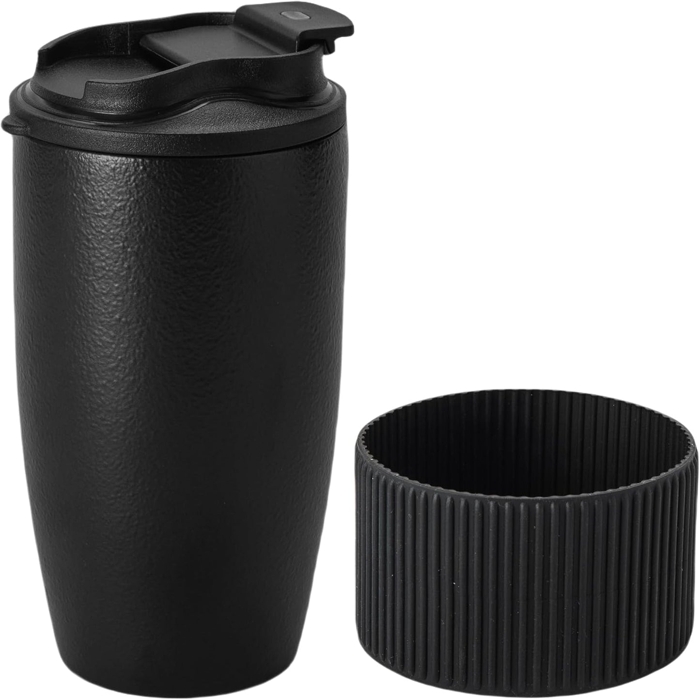 16oz Large Heavyweight Ceramic Travel Mug, Leakproof (Black) | 16oz Large Travel, Heavyweight Ceramic, Leakproof PP Lid, Silicone Sleeve, Microwave & Dishwasher Safe, Gift Ready