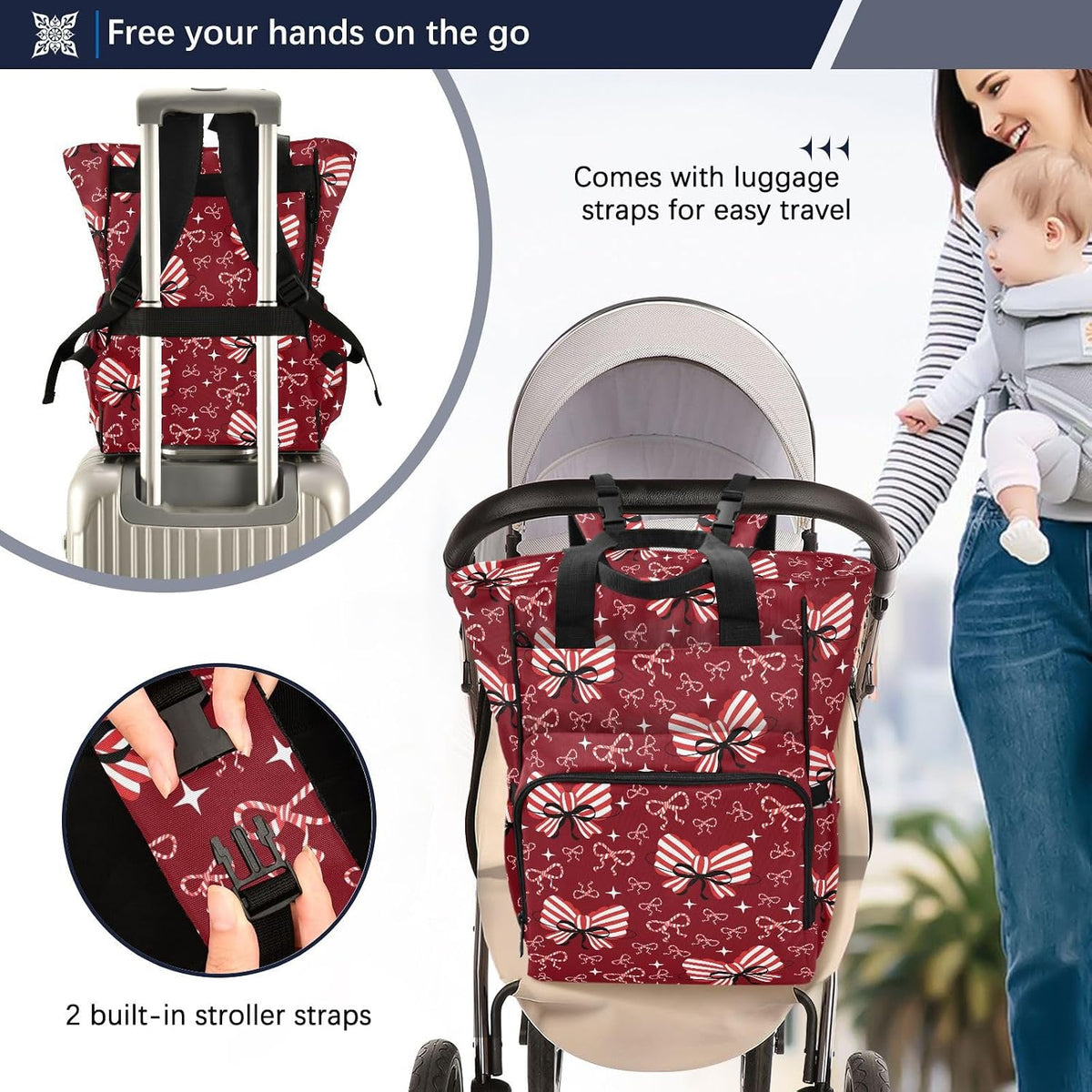 Leopard Light Gray Diaper Bag Backpack Insulated Pockets Organizer Bag Diaper Backpack for Boy Girl Unisex Baby Women Travel - Colors A