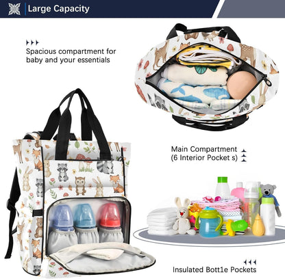 Leopard Light Gray Diaper Bag Backpack Insulated Pockets Organizer Bag Diaper Backpack for Boy Girl Unisex Baby Women Travel - Colors A