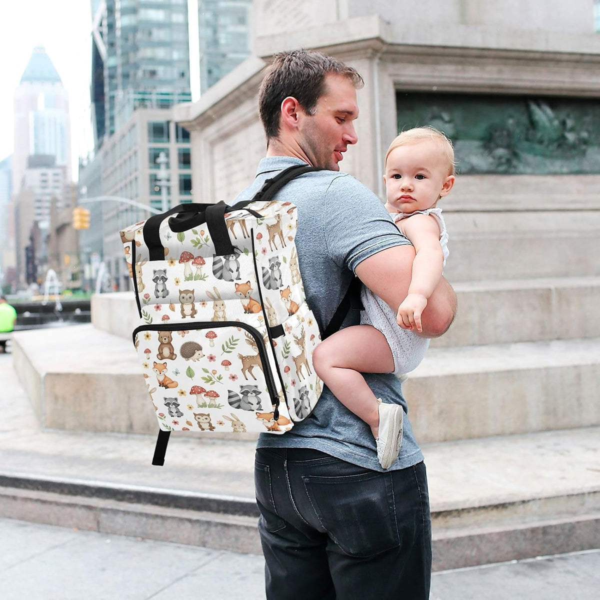 Leopard Light Gray Diaper Bag Backpack Insulated Pockets Organizer Bag Diaper Backpack for Boy Girl Unisex Baby Women Travel - Colors A