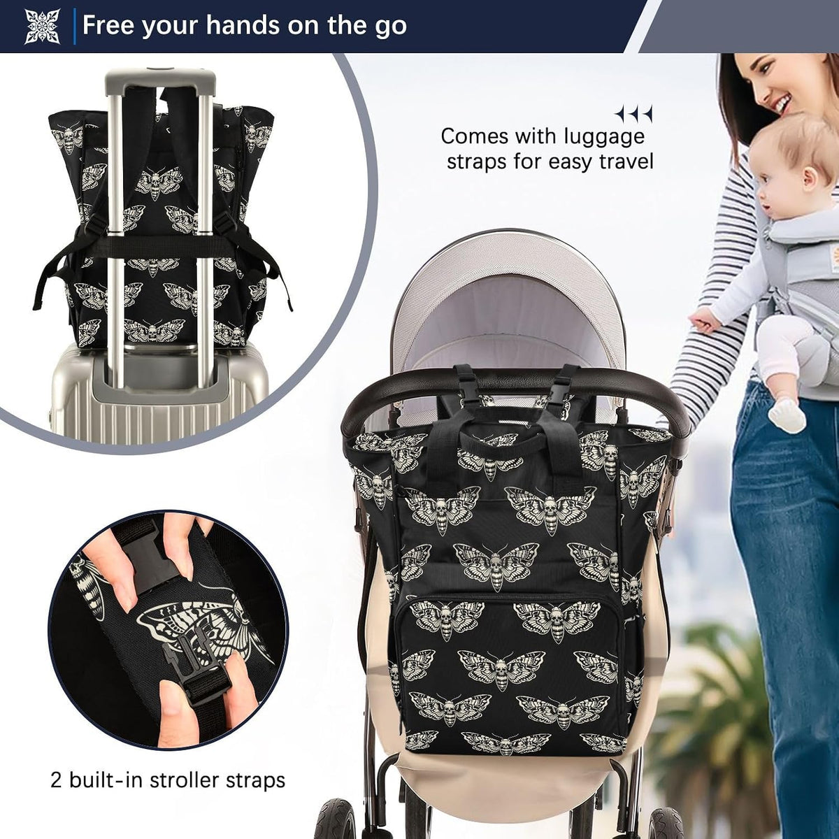 Leopard Light Gray Diaper Bag Backpack Insulated Pockets Organizer Bag Diaper Backpack for Boy Girl Unisex Baby Women Travel - Colors A