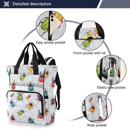 Leopard Light Gray Diaper Bag Backpack Insulated Pockets Organizer Bag Diaper Backpack for Boy Girl Unisex Baby Women Travel - Colors A