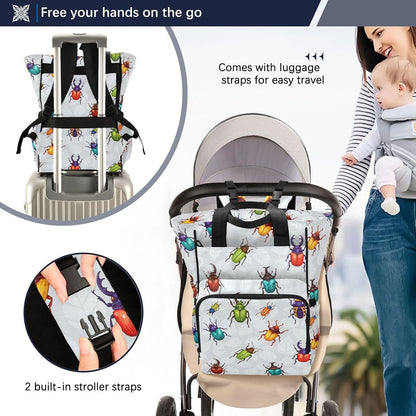 Leopard Light Gray Diaper Bag Backpack Insulated Pockets Organizer Bag Diaper Backpack for Boy Girl Unisex Baby Women Travel - Colors A