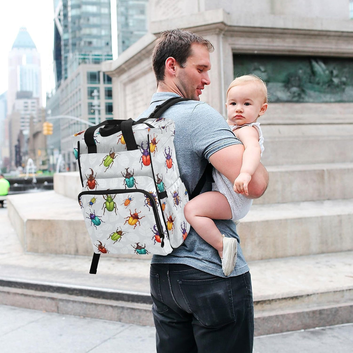 Leopard Light Gray Diaper Bag Backpack Insulated Pockets Organizer Bag Diaper Backpack for Boy Girl Unisex Baby Women Travel - Colors A