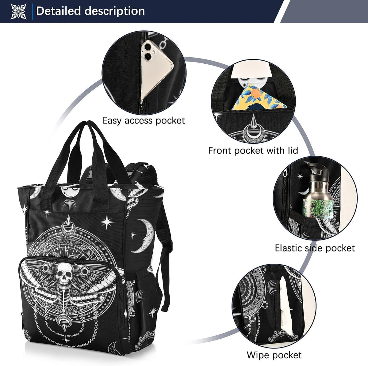 Leopard Light Gray Diaper Bag Backpack Insulated Pockets Organizer Bag Diaper Backpack for Boy Girl Unisex Baby Women Travel - Colors A