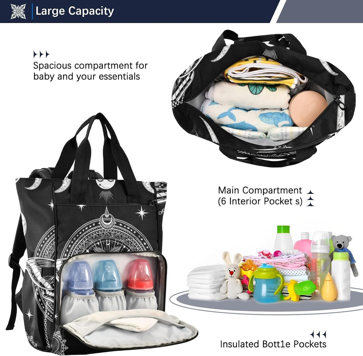 Leopard Light Gray Diaper Bag Backpack Insulated Pockets Organizer Bag Diaper Backpack for Boy Girl Unisex Baby Women Travel - Colors A