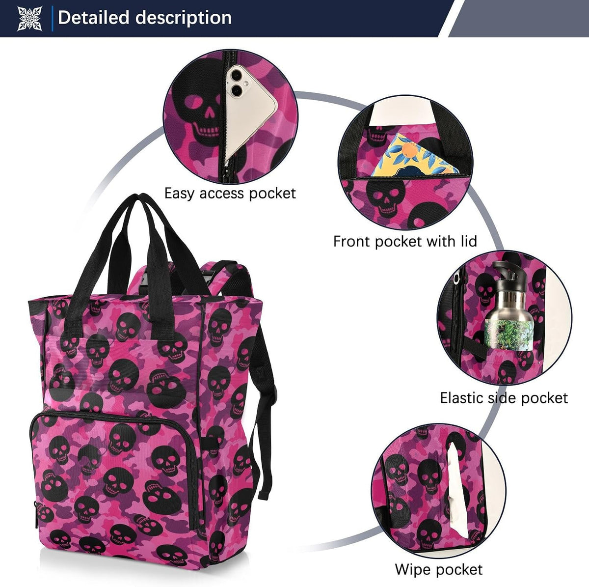 Leopard Light Gray Diaper Bag Backpack Insulated Pockets Organizer Bag Diaper Backpack for Boy Girl Unisex Baby Women Travel - Colors A