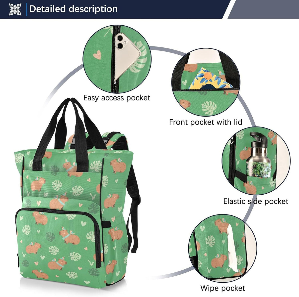 Leopard Light Gray Diaper Bag Backpack Insulated Pockets Organizer Bag Diaper Backpack for Boy Girl Unisex Baby Women Travel - Colors A