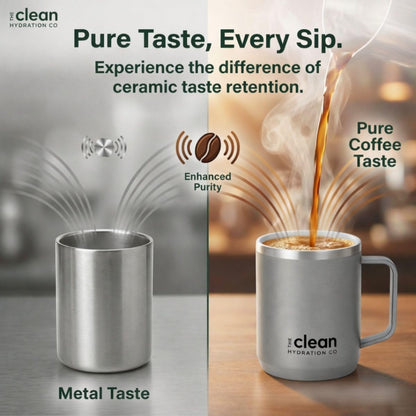 Coffee Mug Travel Mug Insulated 12 Oz | Ceramic Lined Travel Cup with Lid | Reusable Office Mug Double Wall Vacuum Eco-Friendly BPA-Free (Aqua) (Gray)