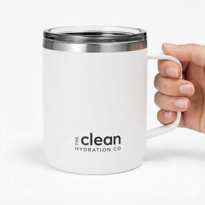 Coffee Mug Travel Mug Insulated 12 Oz | Ceramic Lined Travel Cup with Lid | Reusable Office Mug Double Wall Vacuum Eco-Friendly BPA-Free (Aqua) (Gray)