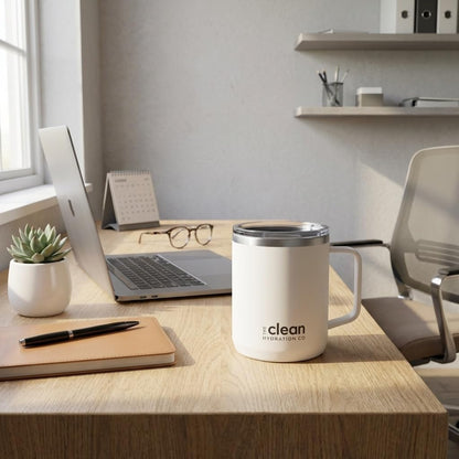 Coffee Mug Travel Mug Insulated 12 Oz | Ceramic Lined Travel Cup with Lid | Reusable Office Mug Double Wall Vacuum Eco-Friendly BPA-Free (Aqua) (Gray)