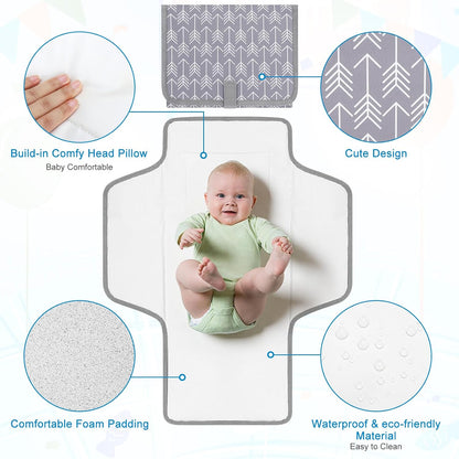Portable Diaper Changing Pad, Waterproof Baby Changing Mat, Foldable Travel Diaper Changing Pads for Baby