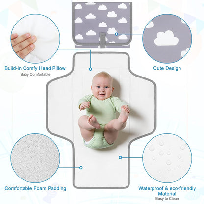 Portable Diaper Changing Pad, Waterproof Baby Changing Mat, Foldable Travel Diaper Changing Pads for Baby