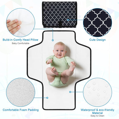 Portable Diaper Changing Pad, Waterproof Baby Changing Mat, Foldable Travel Diaper Changing Pads for Baby