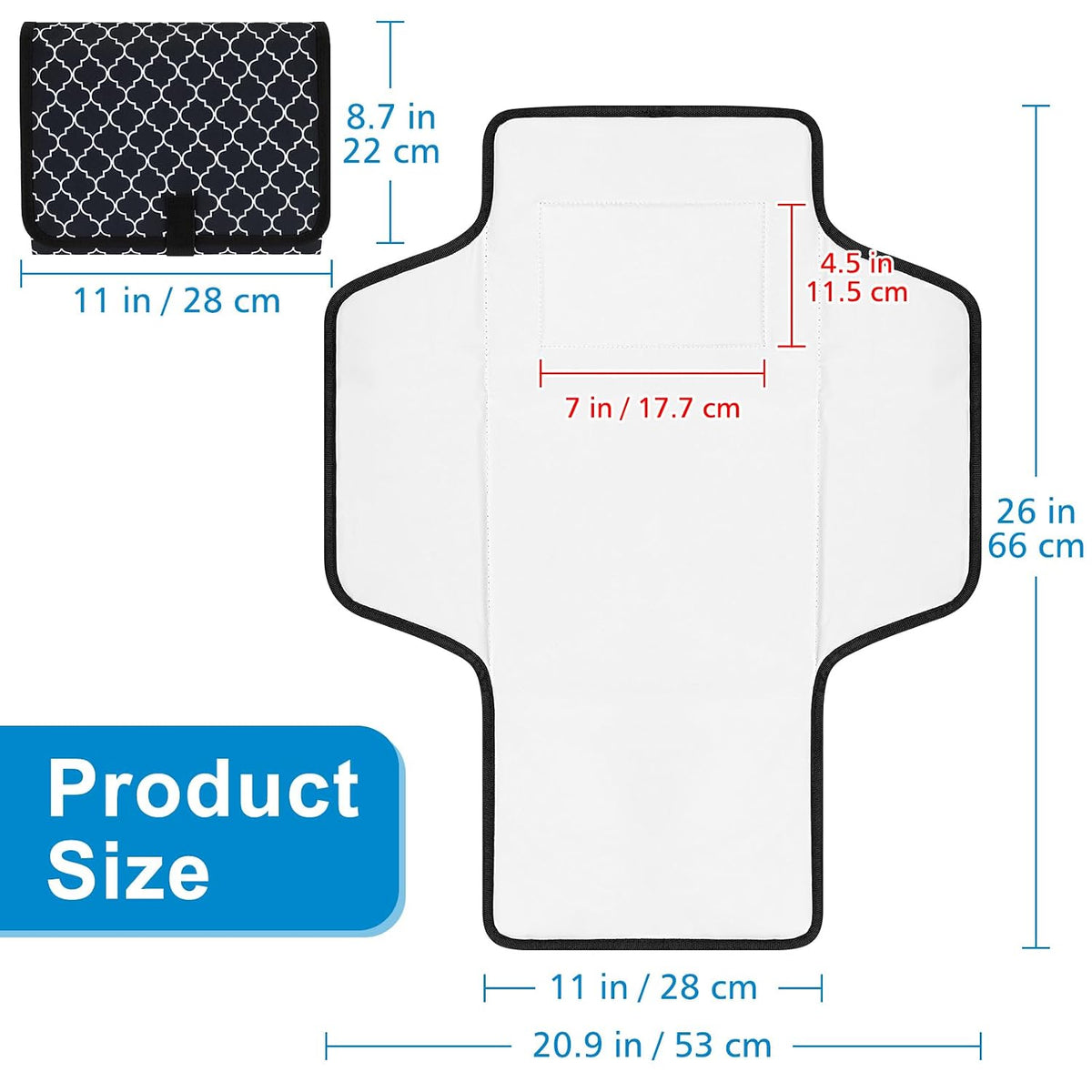 Portable Diaper Changing Pad, Waterproof Baby Changing Mat, Foldable Travel Diaper Changing Pads for Baby