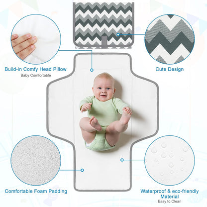 Portable Diaper Changing Pad, Waterproof Baby Changing Mat, Foldable Travel Diaper Changing Pads for Baby