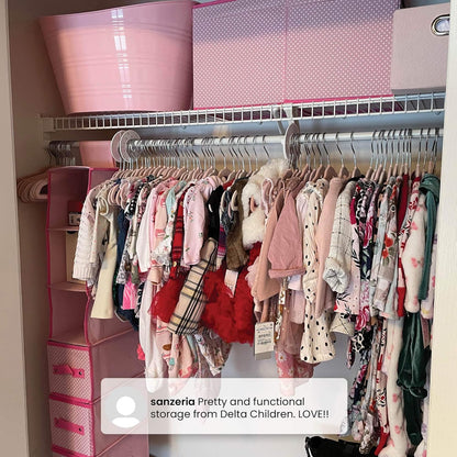 Nursery Storage 48 Piece Set - Easy Storage/Organization Solution - Keeps Bedroom, Nursery & Closet Clean, Infinity Pink