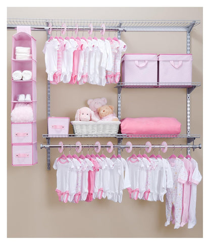 Nursery Storage 48 Piece Set - Easy Storage/Organization Solution - Keeps Bedroom, Nursery & Closet Clean, Infinity Pink