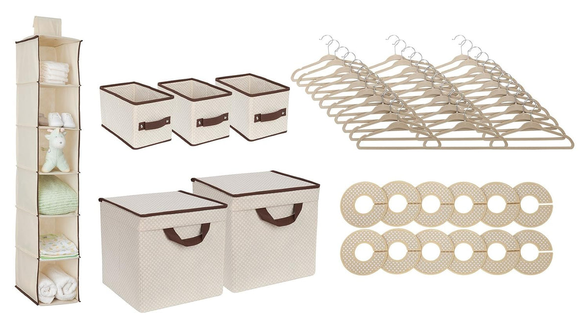 Nursery Storage 48 Piece Set - Easy Storage/Organization Solution - Keeps Bedroom, Nursery & Closet Clean, Infinity Pink