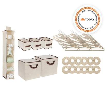 Nursery Storage 48 Piece Set - Easy Storage/Organization Solution - Keeps Bedroom, Nursery & Closet Clean, Infinity Pink