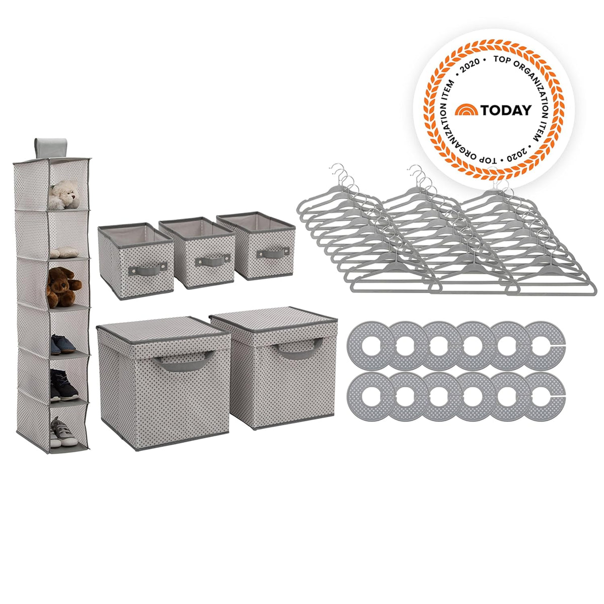 Nursery Storage 48 Piece Set - Easy Storage/Organization Solution - Keeps Bedroom, Nursery & Closet Clean, Infinity Pink