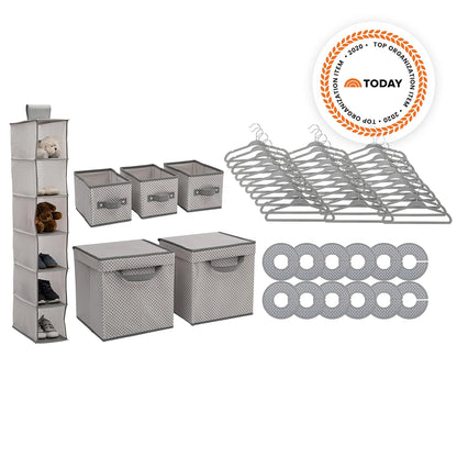 Nursery Storage 48 Piece Set - Easy Storage/Organization Solution - Keeps Bedroom, Nursery & Closet Clean, Infinity Pink