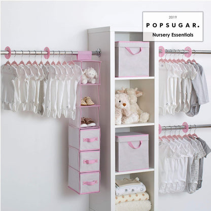 Nursery Storage 48 Piece Set - Easy Storage/Organization Solution - Keeps Bedroom, Nursery & Closet Clean, Infinity Pink