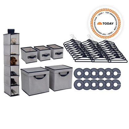 Nursery Storage 48 Piece Set - Easy Storage/Organization Solution - Keeps Bedroom, Nursery & Closet Clean, Infinity Pink