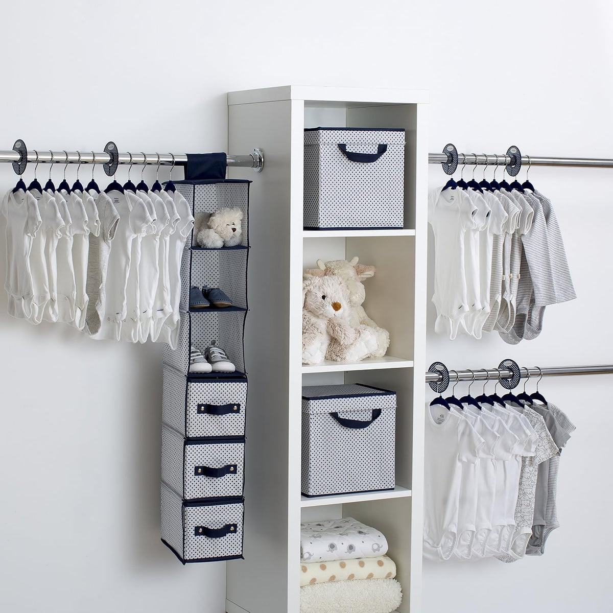 Nursery Storage 48 Piece Set - Easy Storage/Organization Solution - Keeps Bedroom, Nursery & Closet Clean, Infinity Pink