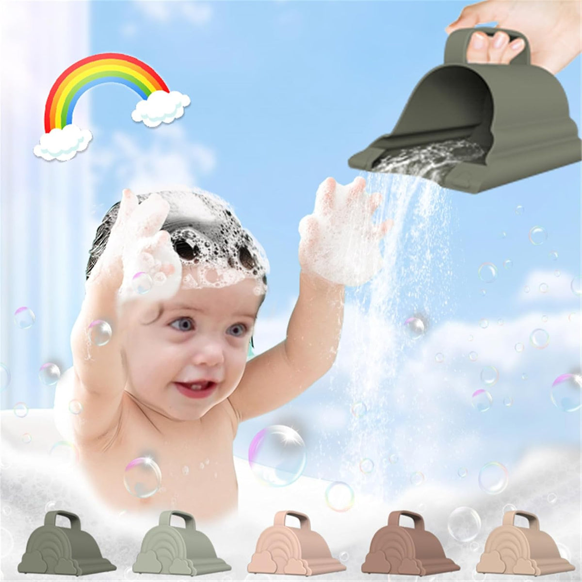 Bath Rinse Cup Silicone Shampoo Rinser Hair Rinser Portable Bathing Tool for Toddler Body Washing Bath Multifunctional Bathing Tool for