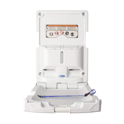 SafetyCraft Vertical Baby Diaper Changing Station, Wall Mounted, Built in Liner Dispenser, One Handed Adjustable Safety Strap (100-EV-SC) - Light Gray