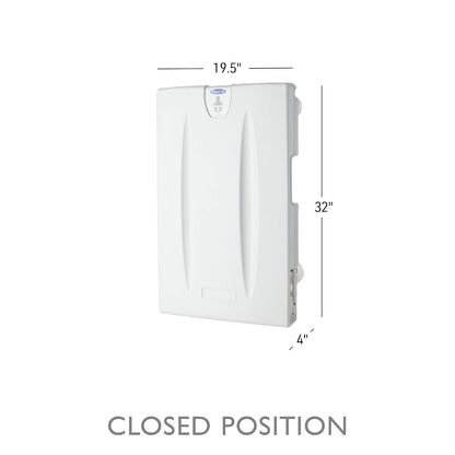SafetyCraft Vertical Baby Diaper Changing Station, Wall Mounted, Built in Liner Dispenser, One Handed Adjustable Safety Strap (100-EV-SC) - Light Gray