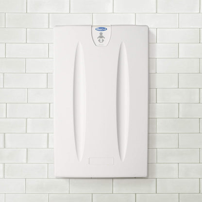 SafetyCraft Vertical Baby Diaper Changing Station, Wall Mounted, Built in Liner Dispenser, One Handed Adjustable Safety Strap (100-EV-SC) - Light Gray