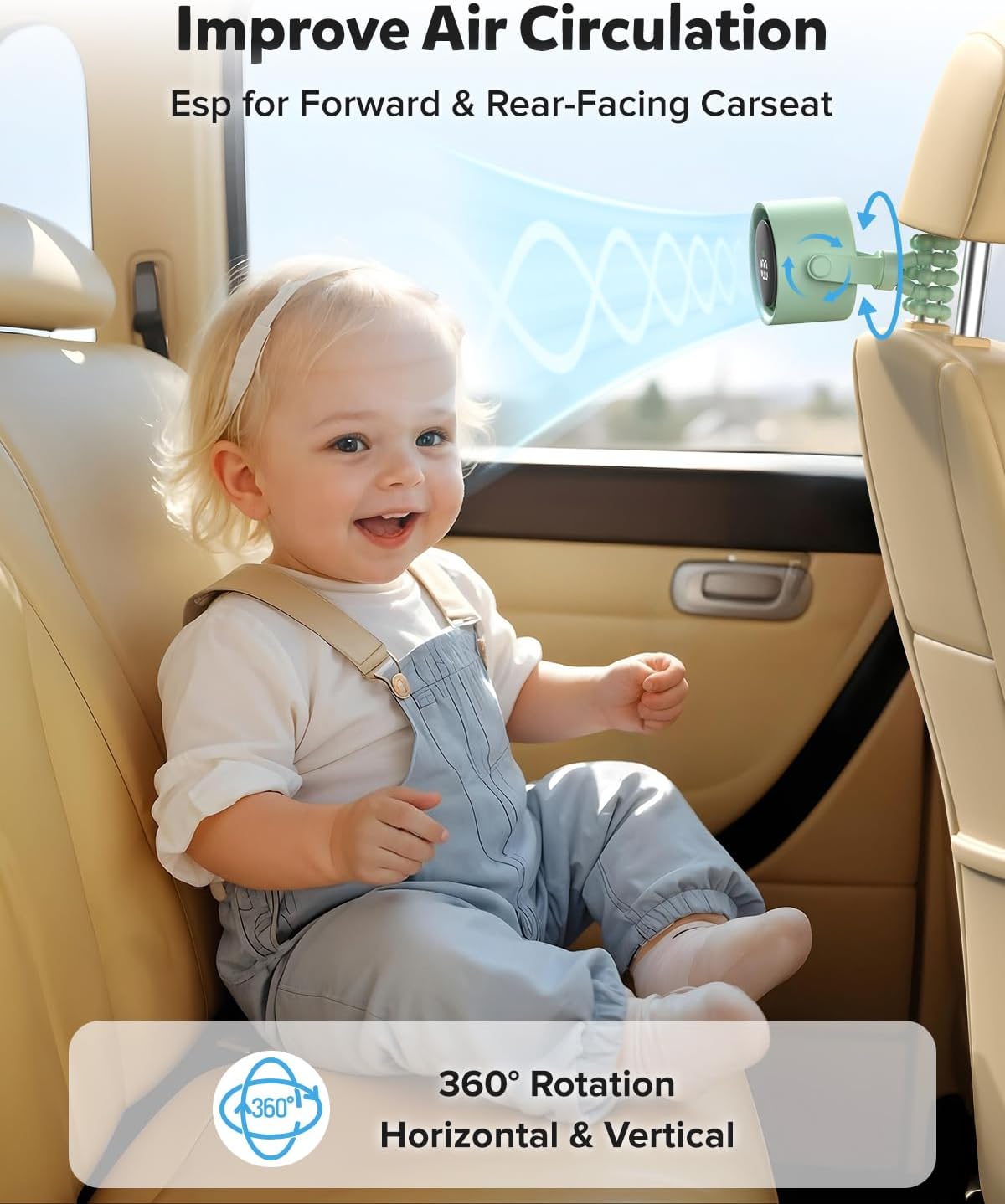 Baby Stroller Fan, Rechargeable Portable Clip on Fan, 17H Cooling